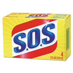 Heavy-Duty Steel Wool Soap Pad, 4 per Box - S.O.S. SOAP