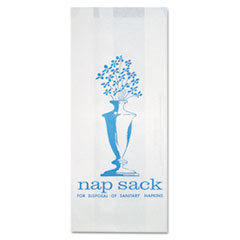 Nap Sack Sanitary Disposal
Bags, 4w x 2d x 9h, White -
NAP-SACK PPR SANI NAP DISPOS
BG 4X2X9 BLU 1M