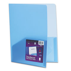 Polypropylene Pocket Portfolio, Translucent Blue -