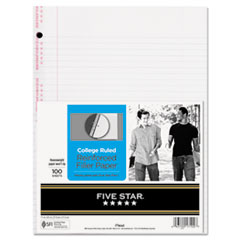 Reinforced Filler Paper,
20-lb., College-Ruled, 11 x
8-1/2, White, 100 Sheets/Pk -
PAPER,FLR 100SH RNFRC,WE