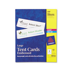 Tent Cards, White, 3 1/2 x
11, 1 Card/Sheet, 50
Cards/Box -
CARD,TENT,11X3.5,50/BX