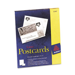 Avery Laser Postcards, 4 x 6,
Two per Sheet, 100 Cards/Box
- CARD,PST,4X6,LSR,2/SH,WHT