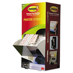 Poster Strips, 3/4&quot; x 2 1/8&quot;, White - STRIP,POSTER,100/PK,WH