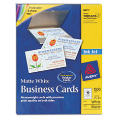 Inkjet Matte Business Cards,
2 x 3 1/2, White, 10/Sheet,
1000/Box -
CARD,BUSINS,IJ,1000BX,WHT