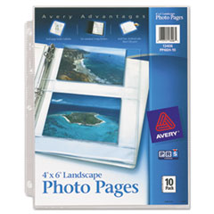 Photo Pages for Four 4 x 6 Horizontal Photos, 3-Hole