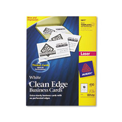 Clean Edge Laser Business Cards, 2 x 3 1/2, White,