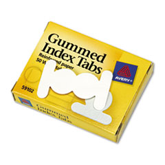 Gummed Index Tabs, 1/2 in, White, 50/Pack -