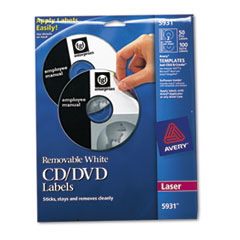 Laser CD/DVD Labels, Matte White, 50/Pack -