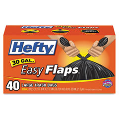Easy Flaps Trash Bags, 30gal,
Black, 40/Box - C-HEFTY OUTDR
TRSH BG 30GAL BLA 6/40