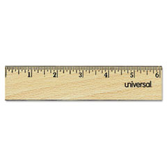 Flat Wood Ruler w/Double Metal Edge, 12&quot;, Clear