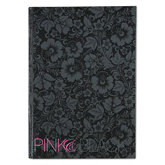 Pink &amp; Black Prof Casebound Notebook, Floral Cover, 8-1/4
