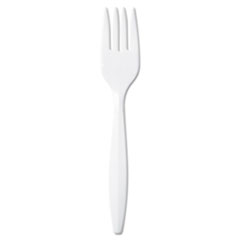 Plastic Tableware, Mediumweight Forks, White -