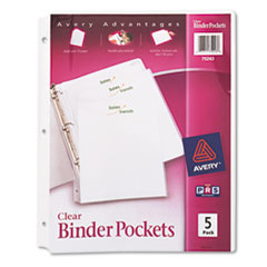 Ring Binder Polypropylene
Pockets, 8-1/2 x 11, Clear, 5
Pockets/Pack - POCKET,BNDR
5PK, CLR