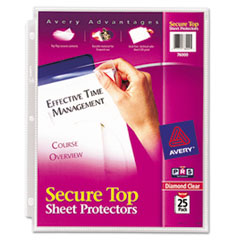 Secure Top Sheet Protectors,
Heavy Gauge, Letter, Diamond
Clear, 25/Pack -
PROTECTOR,SHET,TP25PK,CLR