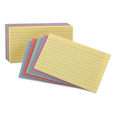Ruled Index Cards, 4 x 6, Blue/Violet/Canary/Green/Cherr