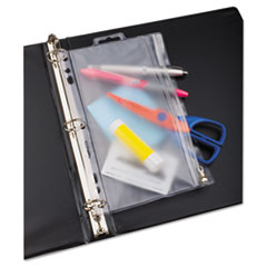 Zippered Ring Binder Pocket, 6 x 9-1/2, Clear/White -