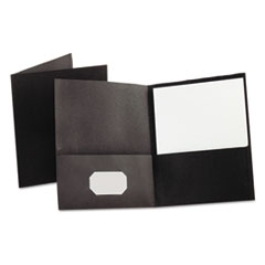 Twin-Pocket Portfolio,
Embossed Leather Grain Paper,
Black - PORTFOLIO,LTR,2PCKT,BK