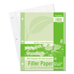 Ecology Filler Paper, 8-1/2 x 11, College Ruled, 3-Hole