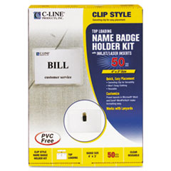 Badge Holder Kits, Top Load,
3 x 4, White, 50/Box -
HOLDER,BADGE,CLP,4X3,50B