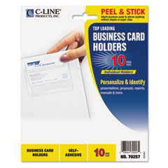 Self-Adhesive Business Card
Holders, Top Load, 3-1/2 x 2,
Clear, 10/Pack - HOLDER,BUS
CLRD,TPLD10/PK