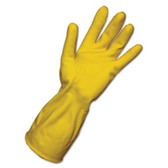 Flock Lined Latex Gloves, Yellow, Large - GLOVE LATEX