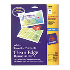 Inkjet Matte Business Cards,
2 x 3 1/2, White, 10/Sheet,
200/Pack -
CARD,BUS,IJ,200/PK,WHT