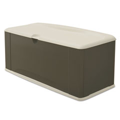 Deck Box With Seat, 60w x 26d x 28h, Olive/Sandstone -