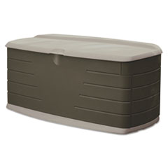 Deck Box With Seat, 56w x 26d x 25h, Olive/Sandstone -