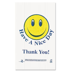 Smiley Face Shopping Bags, White - BAG-PLASTIC-1/6-SMLY