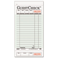Guest Check Pad, w/Stub,
3-1/2 x 6-3/4, 1-Part
Carbonless - GUEST CHK 18LN
1PT GRE 50/50