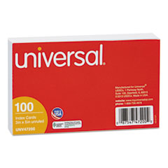 Unruled Index Cards, 3 x 5,
White, 100/Pack -
CARD,INDEX,PLAIN,3X5,WE