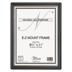 EZ Mount Document Frame with
Trim Accent, Plastic, 8-1/2 x
11, Black/Gold -
FRAME,8.5X11,PLASTIC,BK