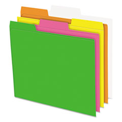 Glow File Folders, 1/3 Cut Top Tab, Letter, Assorted