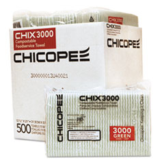 Food Service Towels, 12 3/8 x
21, White w/Green Stripe -
C-C-CHIX WIPER12.375X21 FS LT
GRE 50/BG 10BG/CS