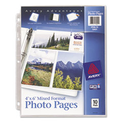 Photo Pages for Six 4 x 6 Mixed Format Photos, 3-Hole