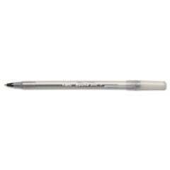 Round Stic Ballpoint Stick Pen, Black Ink, Fine, Dozen -