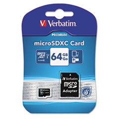 microSDXC Memory Card with SD
Adapter, Class 10, 64GB -
CARD,64GB,MICROSDXC,BK
