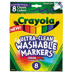 Washable Markers, Broad Point, Classic Colors, 8/Pack