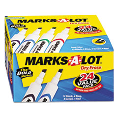 Desk Style Dry Erase Markers,
Chisel Tip, Assorted -
MARKER,DRY ERSE 24PK,AST