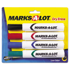 Desk Style Dry Erase Markers, Chisel Tip, Assorted, 4/Set -