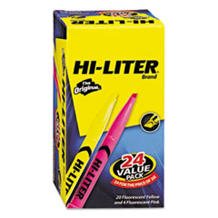 Highlighter, Pen-Style Chisel
Tip, 20 Yellow/4 Pink, 24/Pk
- HILIGHTER,PEN ST,24PK,AST