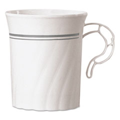Classicware Plastic Coffee Mugs, 8 oz., Silver, 8/Pack -