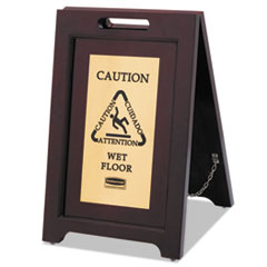 Executive 2-Sided
Multi-Lingual Caution Sign,
Brown/Brass, 15 x 23 1/2 -
C-EXECUTIVE SERIES WOODED 2
SIDED FLR SIGN CAUTION