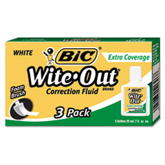 Wite-Out Extra Coverage
Correction Fluid, 20 ml
Bottle, White, 3/Pack -
(H)FLUID,CORRECTION,3/PK,WHT