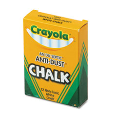 Nontoxic Anti-Dust Chalk, White, 12 Sticks/Box -