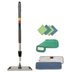 Microfiber Cleaning Kit, 18&quot;
Head, 35-60&quot; Handle,
Blue/Green/Gray - C-STARTER
CLNG KIT *COMES WITH (1) 
HANDLE, (1) FRAME, (1) WET 
PAD, (1) DUST PAD, AND (4) 
CLOTHS*