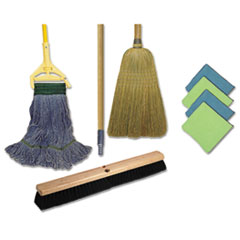 Cleaning Kit, Medium, 60&quot; Handle, Blue/Yellow, Cotton