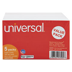 Unruled Index Cards, 3 x 5, White, 500/Pack -