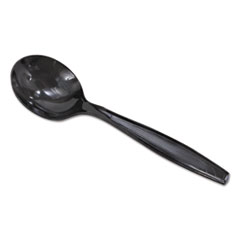 Plastic Cutlery, Heavyweight Soup Spoons, 5 3/4&quot;, Black -