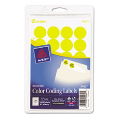 Print or Write Removable
Color-Coding Labels, 3/4in
dia, Yellow, 1008/Pack -
LABEL,.75RND,1008/PK,YL